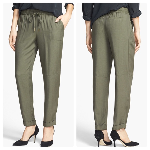 olive green tapered pants